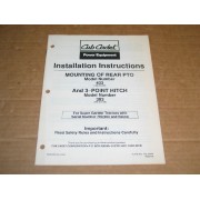 INSTALLATION INSTRUCTIONS REAR PTO 3 POINT HITCH CUB CADET 772-3796A NOS